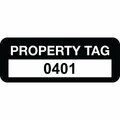 Lustre-Cal Property ID Label PROPERTY TAG Polyester Black 2in x 0.75in  Serialized 0401-0500, 100PK 253744Pe1K0401
